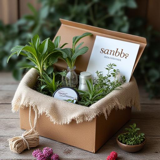 Confezione regalo con prodotti di ispirazione botanica.